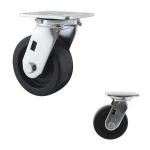 5" Black Wheel Swivel Plate Heavy Duty Casters Steel Brackets