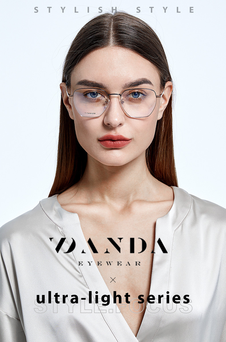 Ultra light Titanium Frame Glasses Polygon Round Customized Logo