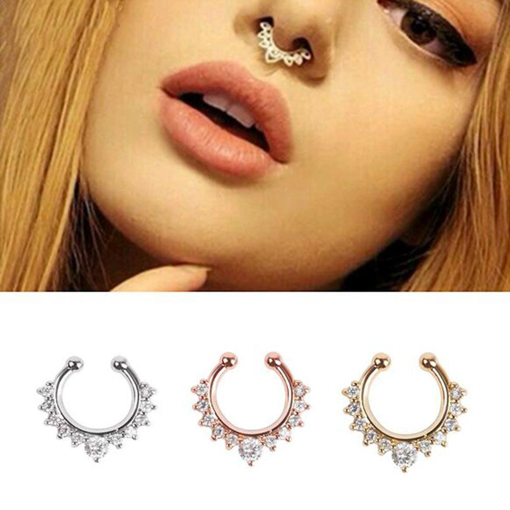 New Arrival Alloy Hoop Nose Ring Nose Piercing Fake Piercing Septum Clicker Numbers Hanger For Jewelry