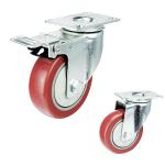 100mm Red Wheel Swivel Plate Pvc Anti Entanglement Medium Duty Casters