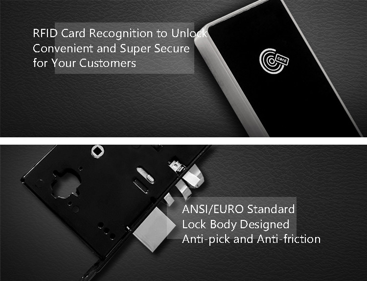 Electronic Hotel Door Locks Zinc Alloy Strong And Fashionable Low Power Consumption