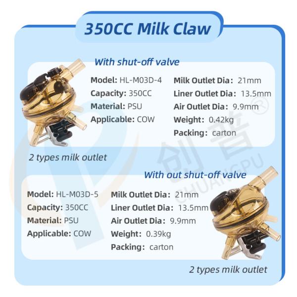 Milking Process Milk Rite Milking Machine Claw 350CC Shut Off Valve