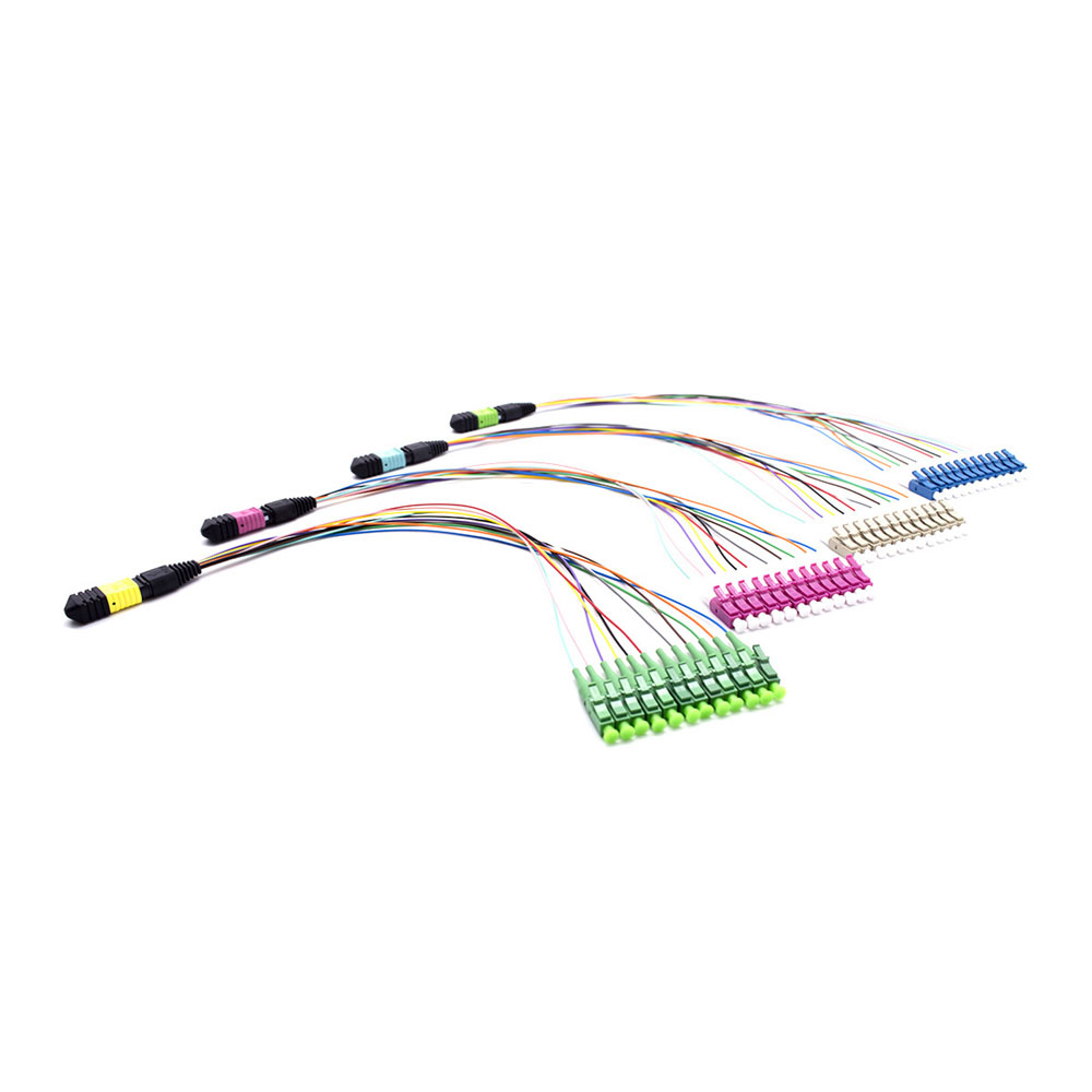 1 Meter MPO To LC Pigtail Patch Cord Cable Fan Out Multimode OM3 OM4