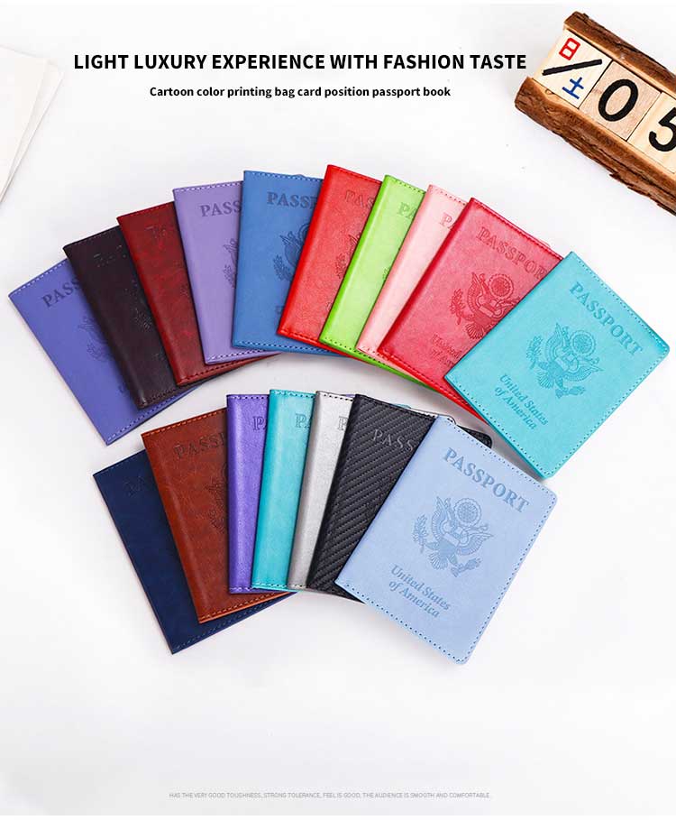 2023 USA Passport Holder Sleeve Custom Logo for Personalized Traveling in PU Leather