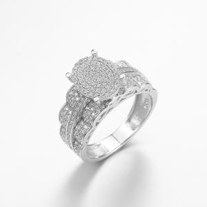 Wholesale Four Column Inlaids 925 Silver CZ Rings 5.8g Unisex Silver Wedding Rings from china suppliers
