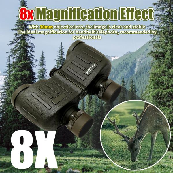 8X30R Binoculars with Reticle Waterproof BAK4 Lens Binoculars NBR Durable Housing for Birdwatching Hiking