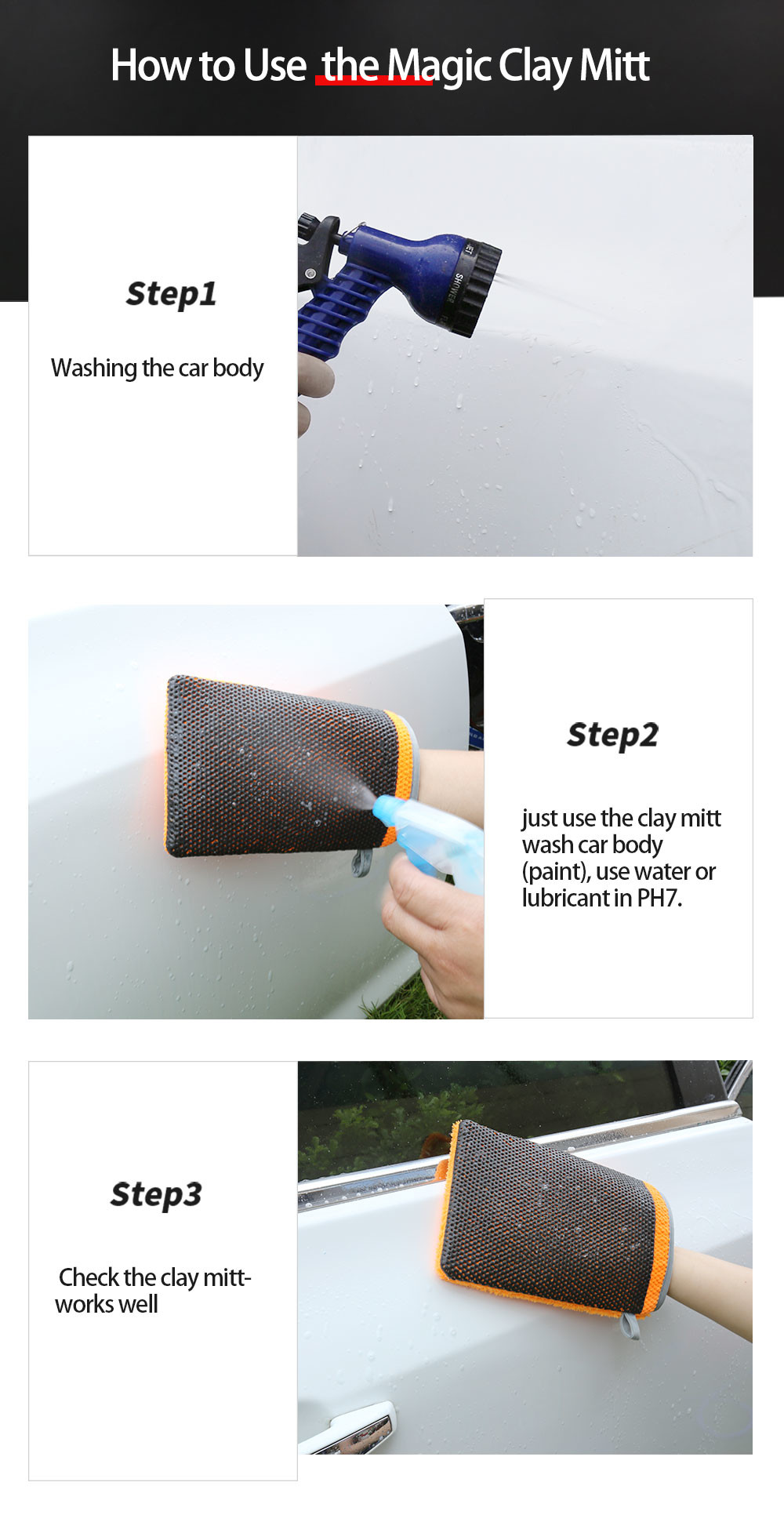 Effective Cleaning Orange Car Clay Mitt For Car Washing And Detailing S M L XL Size