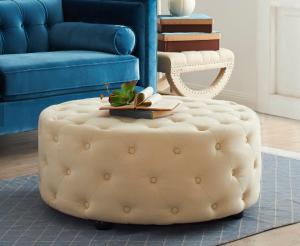 Wholesale Ottoman Modern Wood Coffee Table Button Tufting Round Upholstery Bench from china suppliers