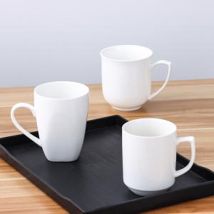Wholesale Simple Style Home White Ceramic Water Office Tea Cup Stackable Coffee Mugs from china suppliers