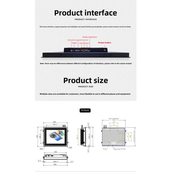 Custom All-In-One Industrial Tablet PC with Full Aluminum Enclosed Capacitive Screen Industrial Computer Accessory