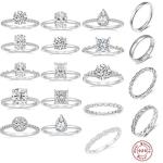 14K Gold 925 Silver 6 Prong Moissanite Jewelry Ring Adjustable For Engagement