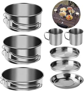 Wholesale 8PCS Camping Outdoor Cookware Set Stainless Steel Camp Accessories from china suppliers
