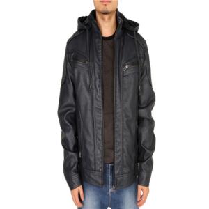 Wholesale Men'S High Quality PU Coats Hooded Jacket Plush Fur Coat keep warm Windbreak from china suppliers