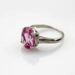 Women Jewelry 925 Silver 9mmx11mm Oval Pink Cubic Zircon Ring(R130)