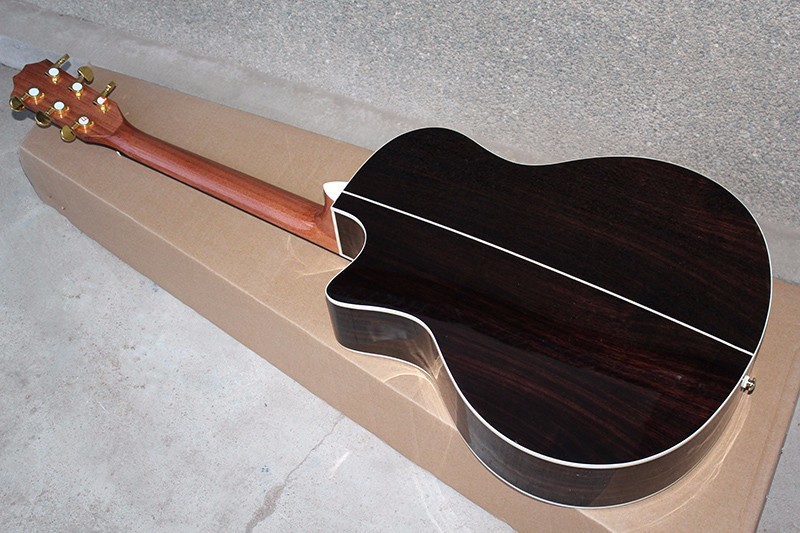 Wholesale- Factory custom 41'' 20 frets 916 cutaway body natural wood color acoustic guitar with solid top,golden tuners