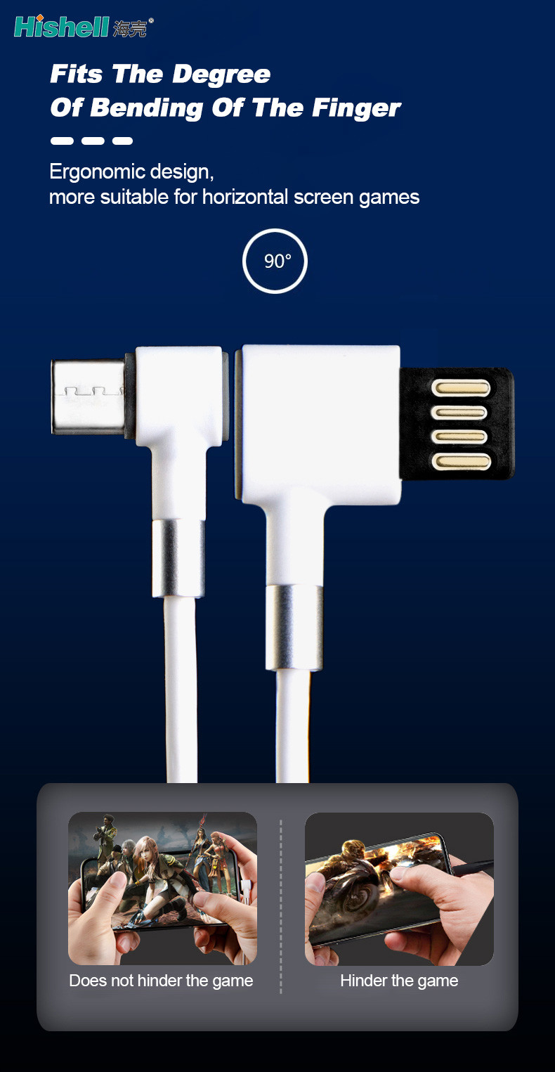 Portable USB Elbow Data Cable Practical L Shaped Anti Abrasion