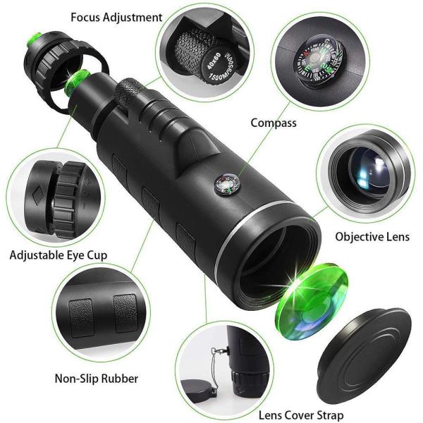 Monocular Telescope, 40X60 High Power HD Monocular for Bird Watching,Camping, Hiking