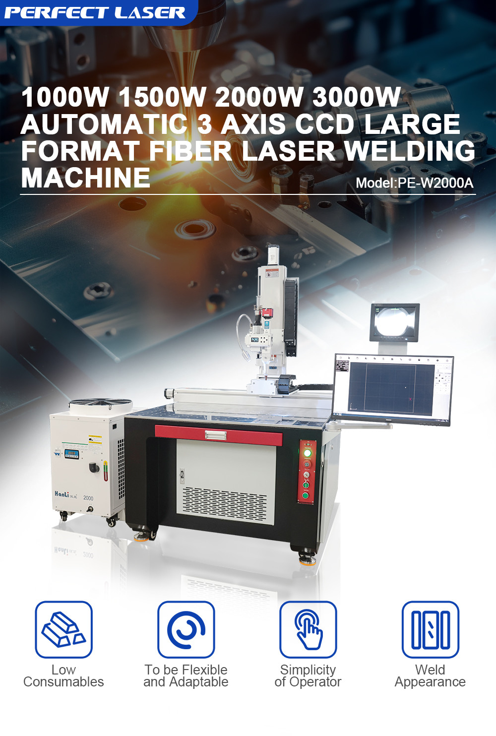 2000w Desktop Laser Beam Welding Machine For Metal SS Carbon Steel Aluminum Zinc