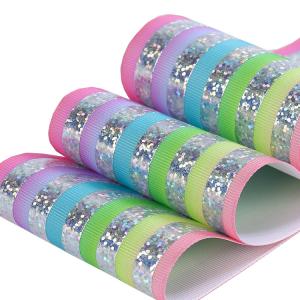 Wholesale Customized Glitter Grosgrain Ribbon , Soft Feeling Glitter Wired Ribbon from china suppliers