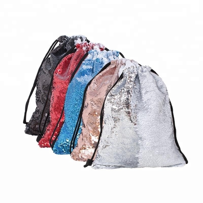 Magic Sparkling Blank Sublimation Items Sequin Drawstring Bag