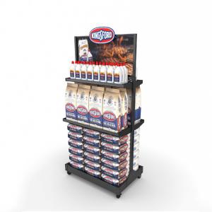 Wholesale Retail Store Metal Display Stands Floor Display Unit For Grilling Charcoal Briquette Pack from china suppliers