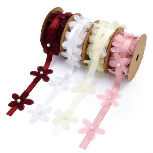 Wholesale 40mm*2m Polyester Floral Ribbon Trim OEM ODM Flower Lace Ribbon from china suppliers
