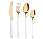 High Quality New White and Gold Cutlery Set Stainless Steel Flatware Talheres