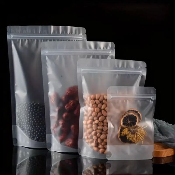 Custom Large Transparent Storage Ziplock Flat Bottom Stand up Pouch with Zipper Made Durable PBAT Plastic