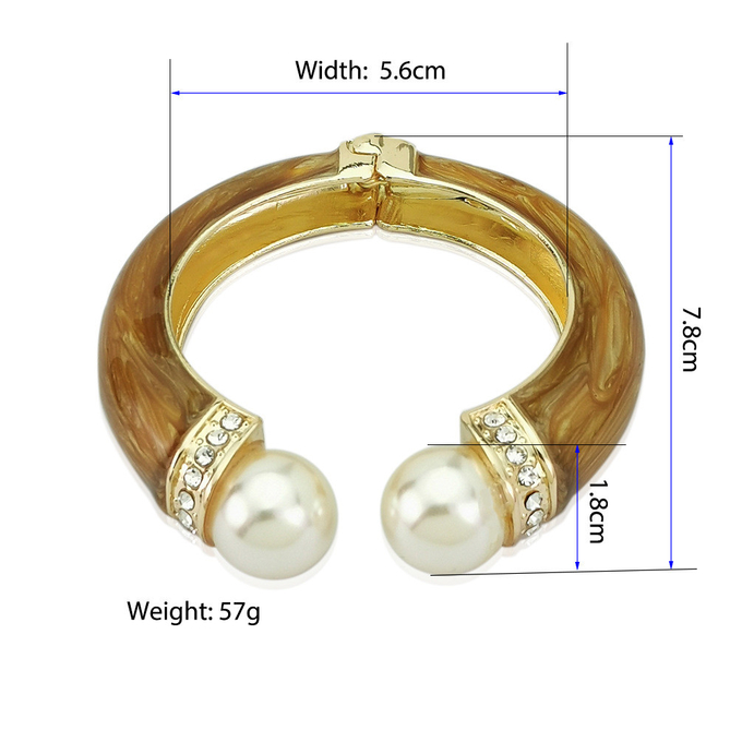 Classic Crystal Bangles Bracelets For Women Gold Color pearl Bangles Femal Opening Bangles Wedding Jewelry Accessories