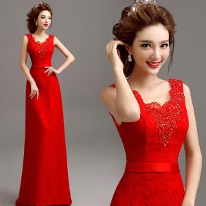 Wholesale Red Slim Wasit Tank V Neck Beading Elegant Evening Dresses TSJY063 from china suppliers