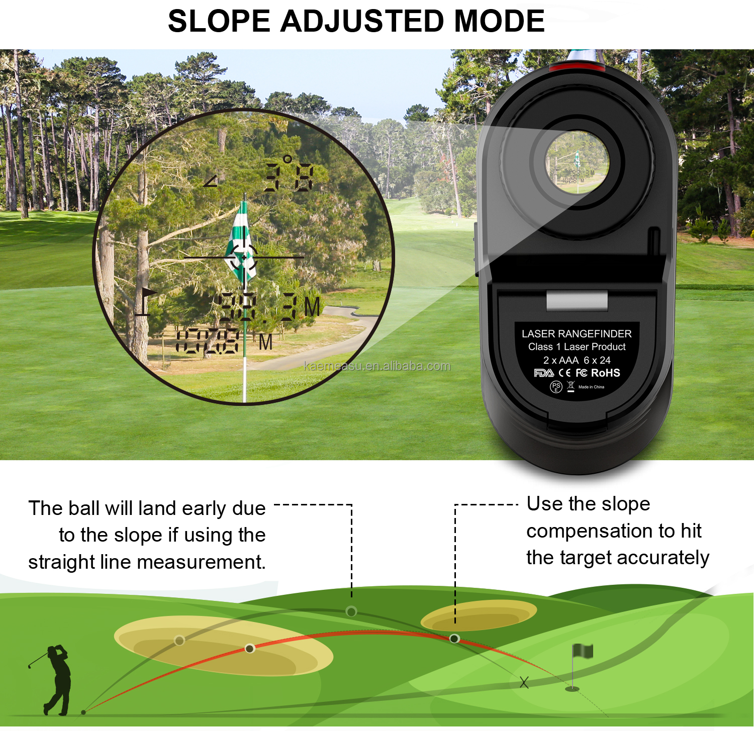 Laser distance meter 5~1000m Hunting Range Finder Telescope golf laser rangefinders with slope switch