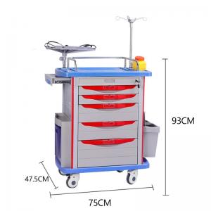 China 190CM Anesthesia Medical Supply Cart Trolley On Wheels ABS Plastic on sale