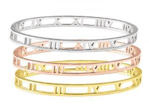 China Stainless Steel Hollowed out Alphabet Bracelet Female 18K gold Roman Buckle Bracelet bracelet jewelry accessories on sale