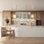 Custom Modern Complete Island Kitchen Furniture White PVC Wood Cabinet Sets
