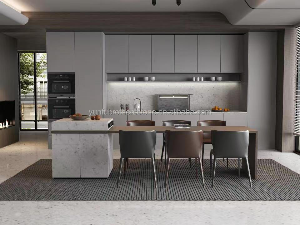 Flamed Natural Granite Tile Cut-to-Size for Modern White Kitchen Counter Top and More