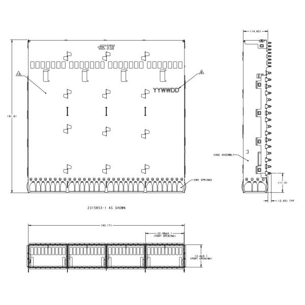 2315853-2 TE OSFP Cage Ganged 1 X 4 Connector Modular Jack
