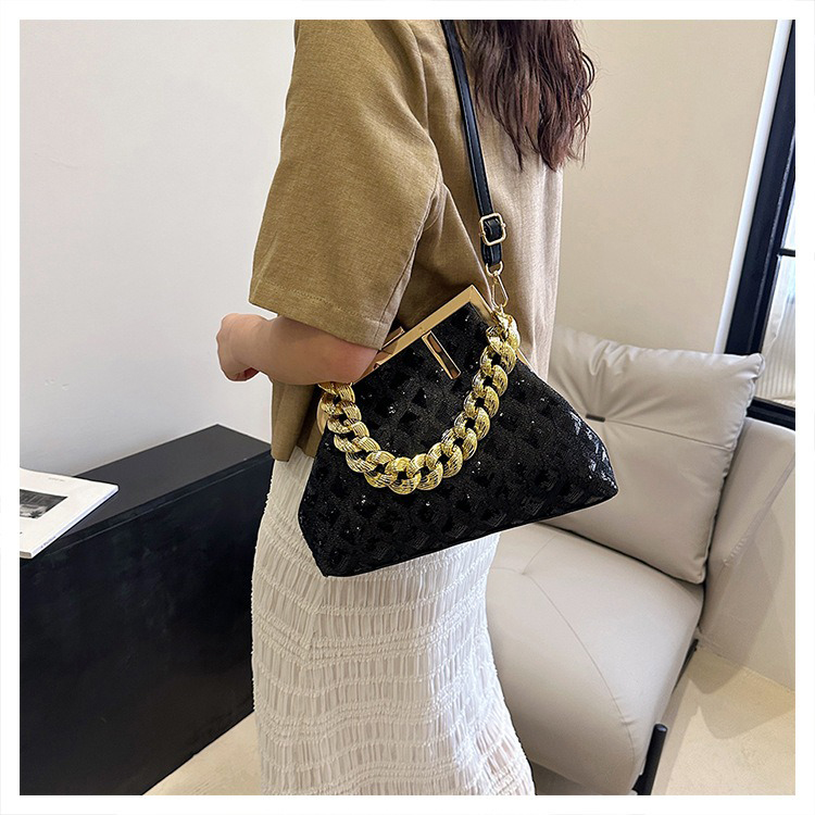Daily Life Ladies Glitter Sequin Click Evening Clutch Purse with Custom Logo Chain
