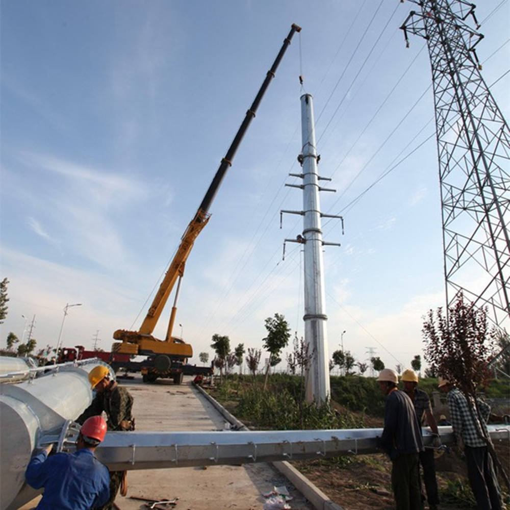 7m - 15m Electrical Power Pole 12 Sides Shape Low Voltage Steel Tubular Pole