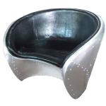 Antique Aluminum Vintage Design Bowl Aviation Leather Sofa Aviator Chair