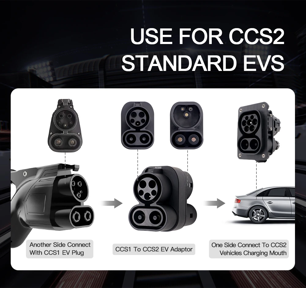 CCS 1 To CCS 2 DC Adapter AC 63A To DC 250A Combo 1 To Combo 2 Fast EV Charging Cable Converter