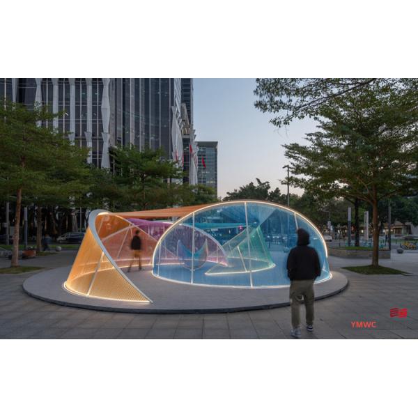 Artistic Installation Theme Stainless Steel Revolving Structure Interactive Light Art