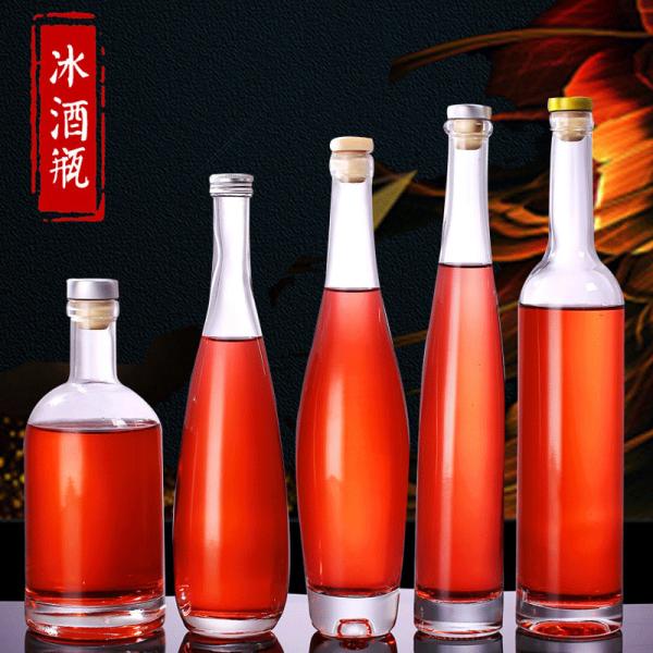 200ml-750ml Glass White Wine Bottle Vodka Bottle Water Bottle Cork with Custom Color
