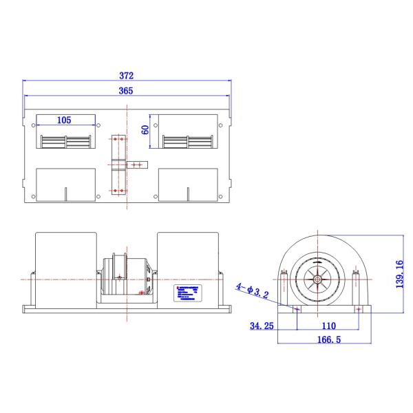 Bus Air Conditioner Evaporator Blower , Single Speed DC Truck Mounted Blower