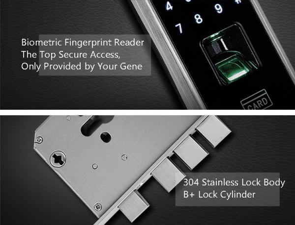Combination Electronic Door Locks Keypad Deadbolt Red Bronze With Finger Scanner