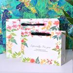 Vintage Leaves Printed Gift Carrier Bags With Ribbon Handles