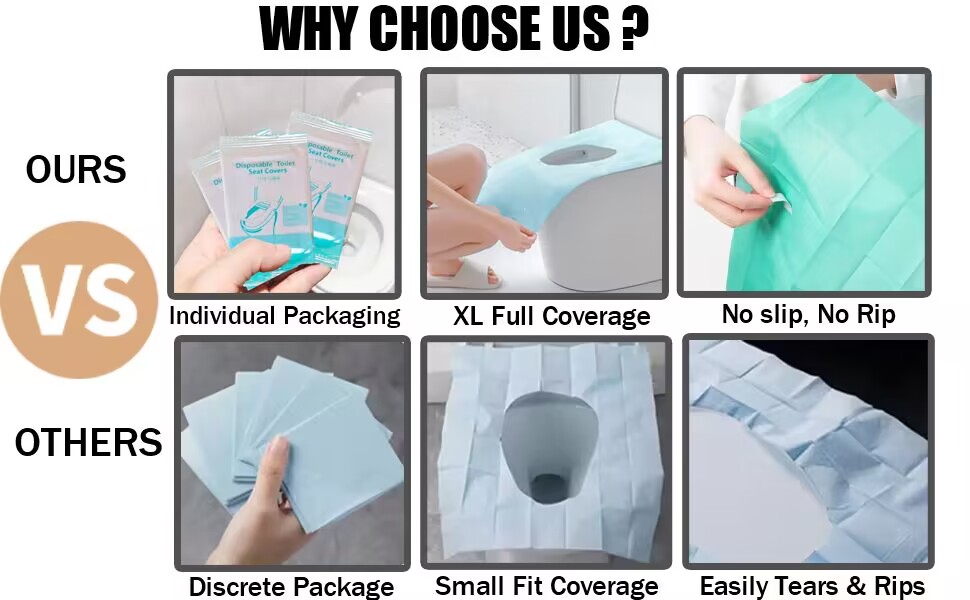 Toilet Seat Covers Disposable 16x24 Inch XL Portable Toilet Liners Travel Seat Cover For Outdoors,Hotel, Hospital, Travel, Public Toilet Seat Cover