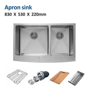 Wholesale 83x53 Apron Stainless Steel Kitchen Sink , 60 40 33 Inch Double Bowl Farmhouse Sink from china suppliers