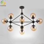 Indoor Decorative Glass Ball Black Cognac Hardware Painting Glass Modern Pendant