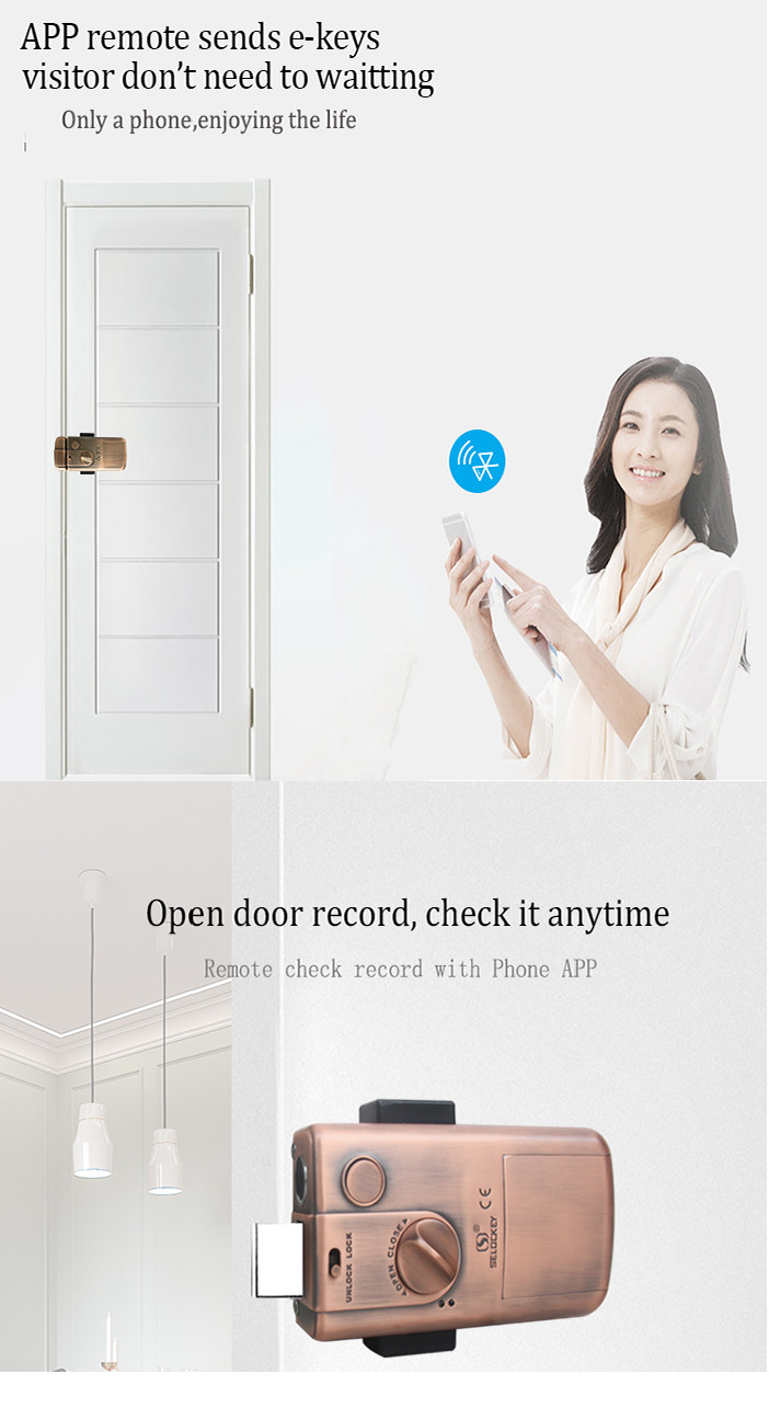 Brushed Metal Rim Door Locks TTLock Bluetooth Remote Control