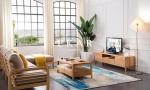 Solid Oak Wood 2 Drawers Sofa Table Center Table